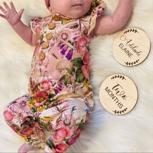 Posh Peanut Ruffle Cap Sleeve Button Romper NB